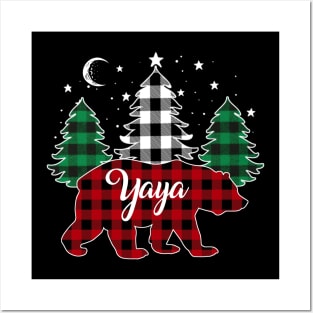 Yaya Bear Buffalo Red Plaid Matching Family Christmas Posters and Art